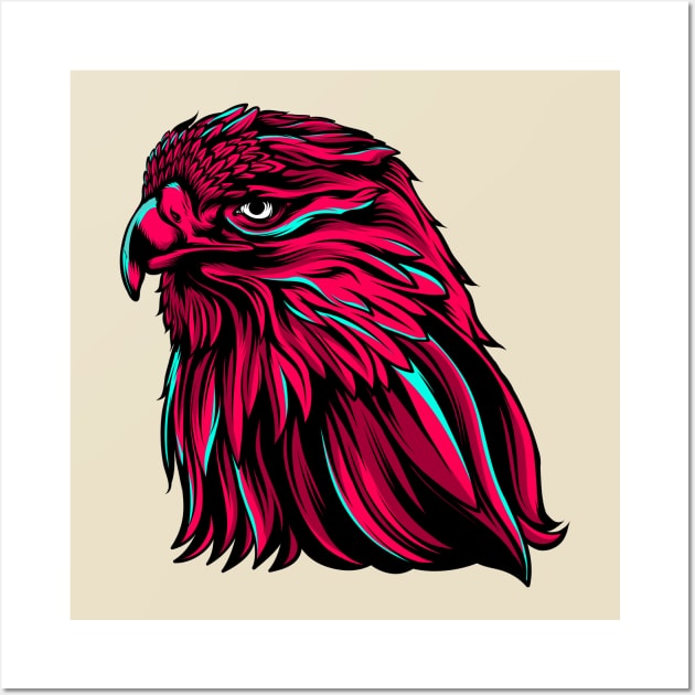 angry eagle head feather Wall Art by Mako Design 